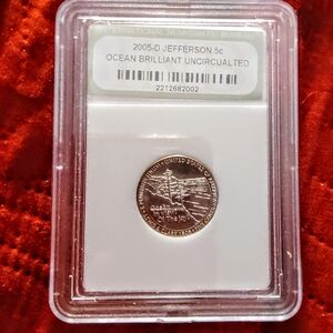 Rare Ocean 2005-D Brilliant Uncirculated Jefferson Nickel in Case